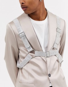 Бандаж из искусственной кожи со стразами серебристого цвета ASOS DESIGN-Серебряный