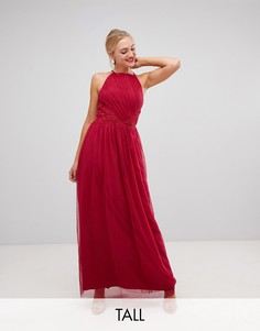 Платье макси с кружевной спиной Little Mistress Tall-Красный