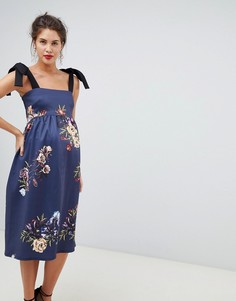 Платье с цветочным принтом и контрастной отделкой True Violet Maternity-Мульти