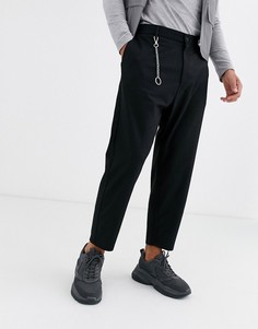 Черные брюки-морковки с цепочкой Bershka-Черный