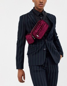 Бордовая стеганая сумка-кошелек на пояс с карманами ASOS EDITION-Красный