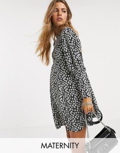 Платье мини с цветочным принтом Topshop Maternity-Черный