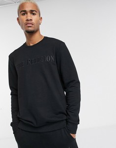 Черный свитшот с вышитым логотипом True Religion
