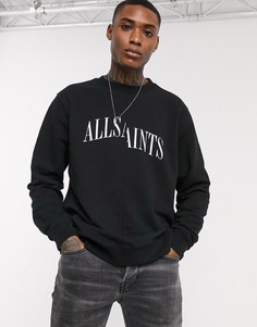 Черный свитшот с круглым вырезом и принтом на спине AllSaints