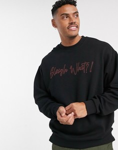 Oversized-свитшот с новогодней надписью ASOS DESIGN-Черный