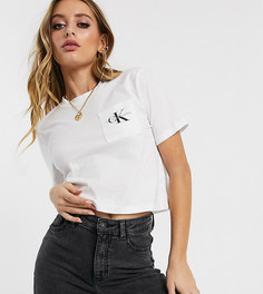 Кроп-топ с логотипом на кармане Calvin Klein Jeans-Белый