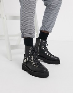Черные ботинки со шнуровкой и пряжкой ASOS EDITION-Черный цвет