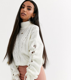 Водолазка со шнуровкой на рукавах Missguided Petite-Кремовый