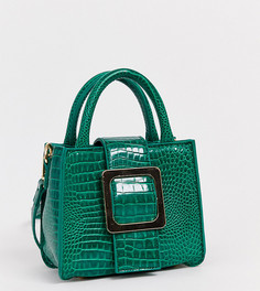 Зеленая маленькая сумка с крокодиловым рисунком и золотистой пряжкой Liars & Lovers-Зеленый