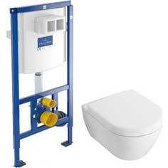 Комплект унитаза Villeroy Boch Subway с инсталляцией, сиденьем микролифт (9224 6100, 6604 1001, 9M66 S101)