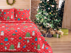 Постельное белье La Marka Home Комплект 1.5 спальный Бязь Новый год Red 3718860