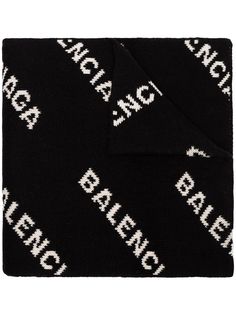 Balenciaga шарф с логотипами вязки интарсия