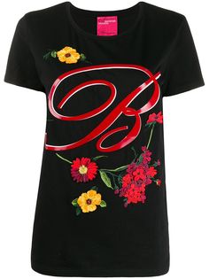 Blumarine футболка с круглым вырезом и цветочной вышивкой