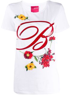 Blumarine футболка с круглым вырезом и цветочной вышивкой