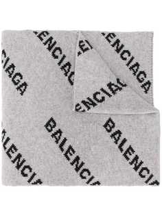 Balenciaga шарф оверсайз с логотипом вязки интарсия