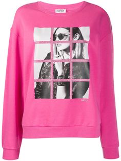 LIU JO джемпер с принтом и стразами