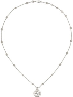 Gucci серебряное колье Interlocking G
