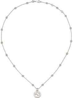 Gucci серебряное колье Interlocking G