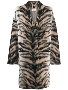 Laneus пальто свободного кроя с тигровым узором