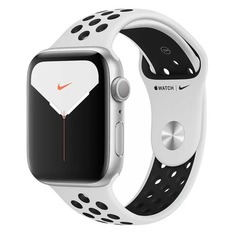 Смарт-часы APPLE Watch Series 5 Nike+, 44мм, 1.73", серебристый / черный/белый [mx3v2/a]