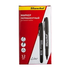 Упаковка маркеров перманентных Silwerhof Line, пулевидный пишущий наконечник, черный 12 шт./кор.