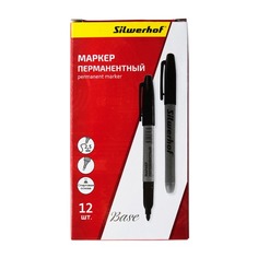 Упаковка маркеров перманентных Silwerhof Base, 2.5 мм, пулевидный пишущий наконечник, черный 12 шт./кор.