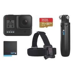 Экшн-камера GOPRO HERO8 Black Edition (2 аккумулятора+крепление на голову+монопод+microSDHC 32GB), 4K, WiFi, черный [chdhx-801]