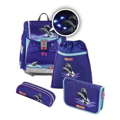 Ранец Step By Step Touch2 Flash Happy Dolphins синий 4 предмета