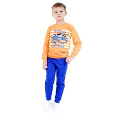 Комплект джемпер/брюки Счастливая малинка, цвет: оранжевый/синий