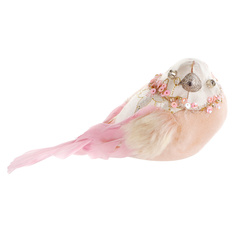 Птичка James arts светло-розовая с мехом 13х7х8см