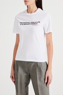 Белая хлопковая футболка с надписью Karl Lagerfeld