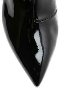 Черные лаковые сапоги с декором на каблуке Moschino