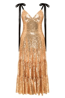 Золотистое платье на бретелях-завязках Yana Dress
