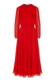 Красное платье миди из гладкого трикотажа Laroom