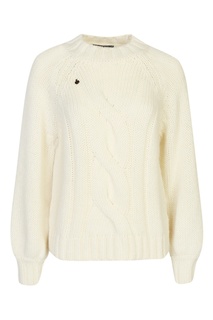 Белый шерстяной свитер с узором-косой Bosco Fresh