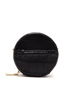 Круглая кожаная мини-сумка черного цвета Leather Like Wood