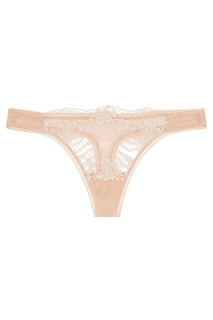 Бежевые кружевные стринги La Perla