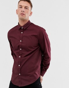 Однотонная поплиновая рубашка узкого кроя Process Black-Красный