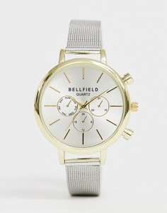 Женские часы-хронограф с золотистым корпусом и серебристым браслетом Bellfield-Серебряный