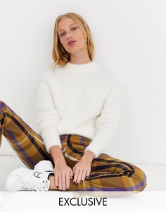 Белый фактурный oversize-джемпер с круглым вырезом Monki