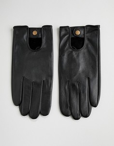 Черные кожаные перчатки ASOS DESIGN-Черный