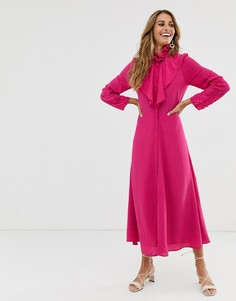Ярко-розовое платье макси на пуговицах & Other Stories-Фиолетовый