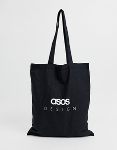 Сумка-тоут из органического хлопка с логотипом ASOS DESIGN-Черный