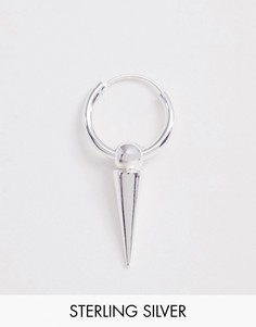 Серебряная серьга-кольцо с подвеской-шипом ASOS DESIGN-Серебристый