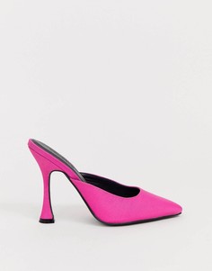 Розовые мюли на высоком каблуке с острым носком Truffle Collection-Розовый