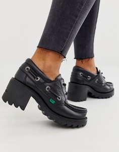 Черные кожаные туфли со шнуровкой на низком каблуке Kickers Klio-Черный