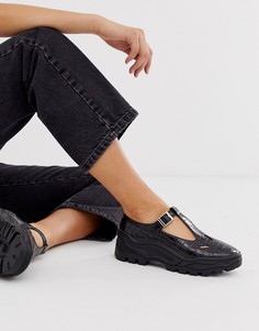 Черные туфли Мэри Джейн с крокодиловым эффектом ASOS DESIGN-Черный