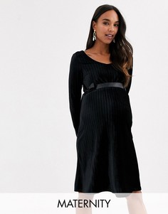 Черное бархатное платье Mamalicious-Черный Mama.Licious