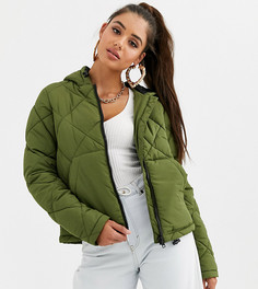 Дутая куртка с капюшоном Noisy May Tall-Зеленый
