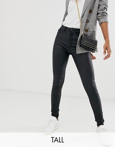 Черные джинсы с покрытием из искусственной кожи New Look Tall-Черный